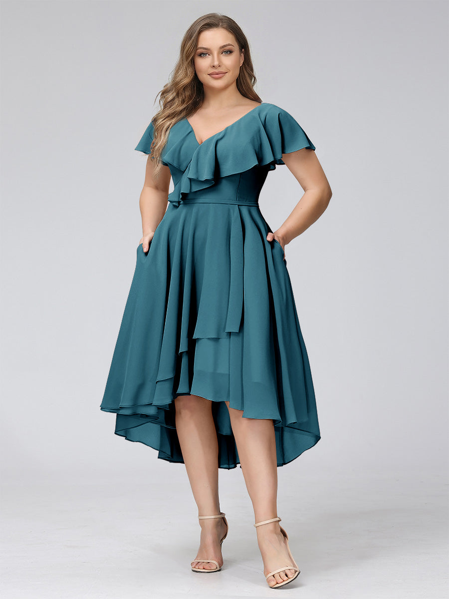 Delyth Teal front view wedding guest dress