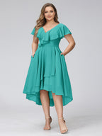 Delyth Turquoise side view wedding guest dress