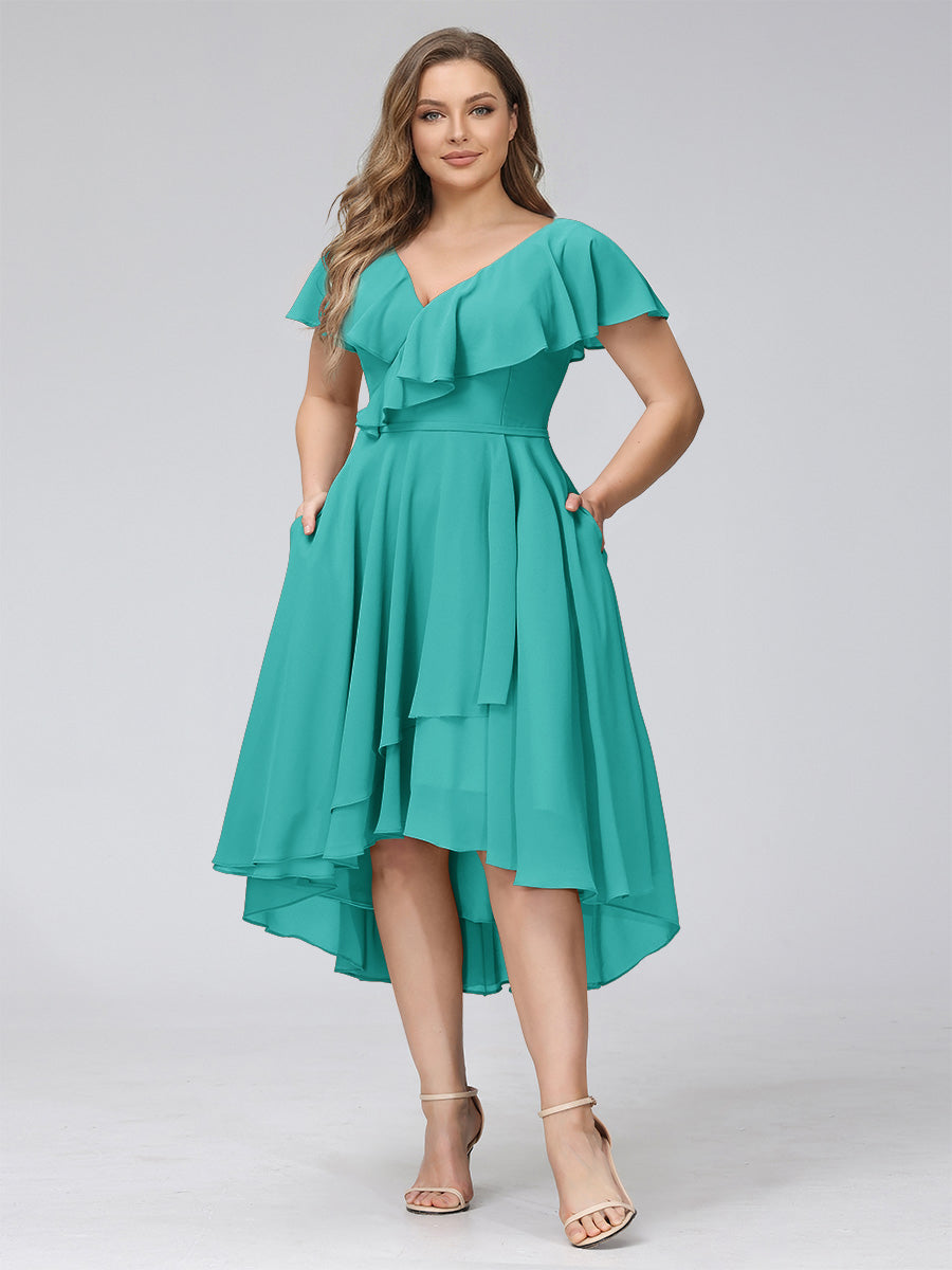 Delyth Turquoise side view wedding guest dress