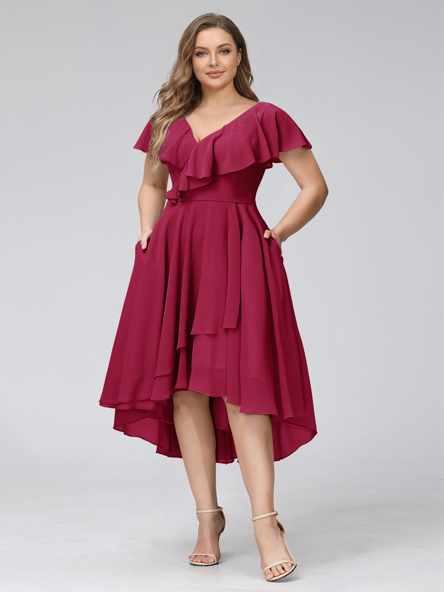 Delyth Burgundy side view wedding guest dress