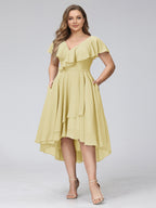 Delyth Yellow front view wedding guest dress