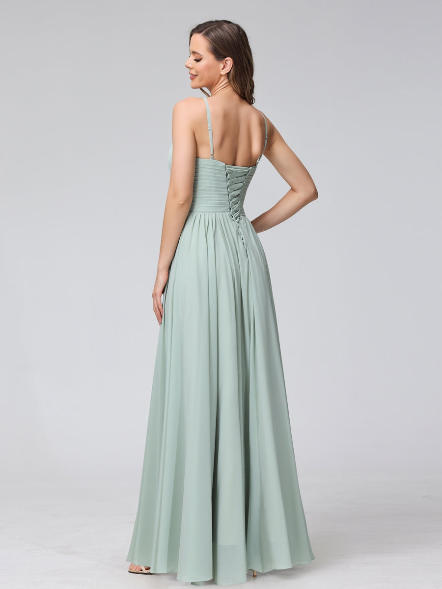 Lisette Sage Green back view bridesmaid dress