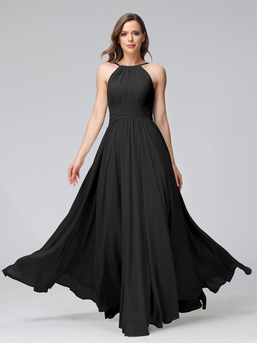 Lisette Black front view bridesmaid dress