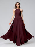 Lisette Burgundy front view bridesmaid dress
