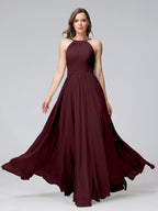 Lisette Burgundy front view bridesmaid dress