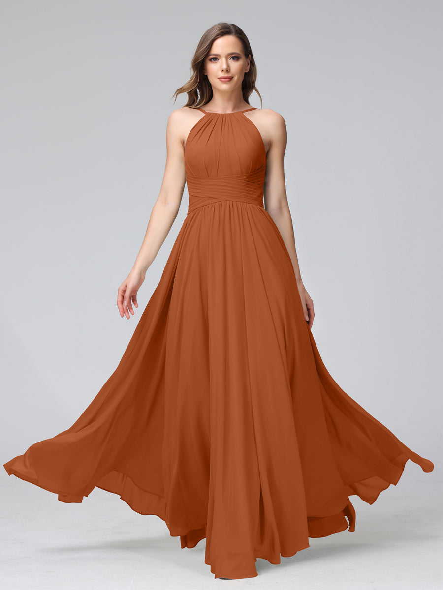 Lisette Burnt Orange front view bridesmaid dress