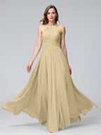Lisette Champagne back view bridesmaid dress