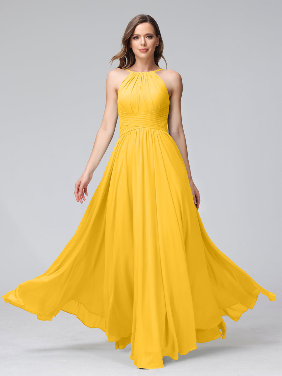Lisette Gold back view bridesmaid dress