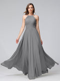 Lisette Grey front view bridesmaid dress