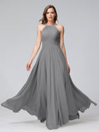 Lisette Grey front view bridesmaid dress