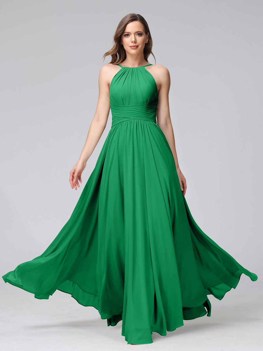 Lisette Forest Green front view bridesmaid dress