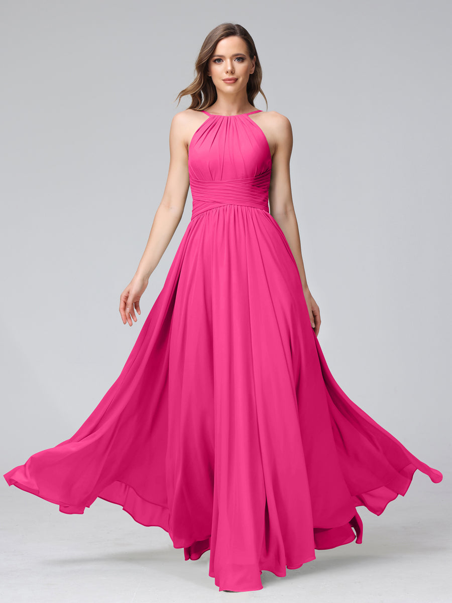 Lisette Hot Pink front view bridesmaid dress