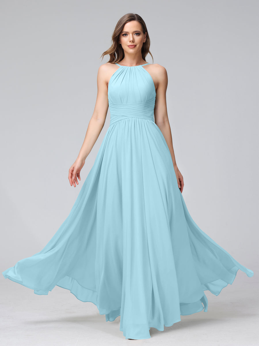 Lisette Sky Blue back view bridesmaid dress