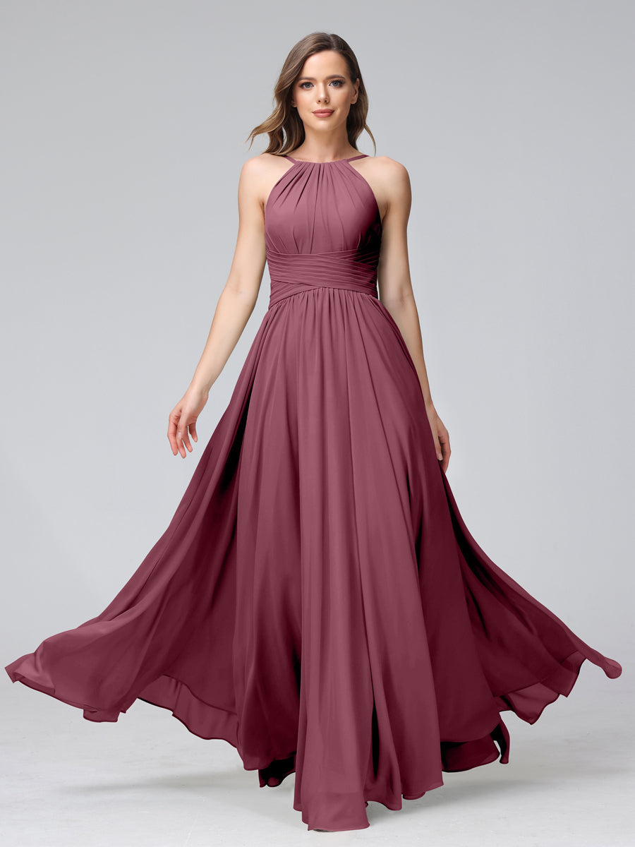 Lisette Plum front view bridesmaid dress