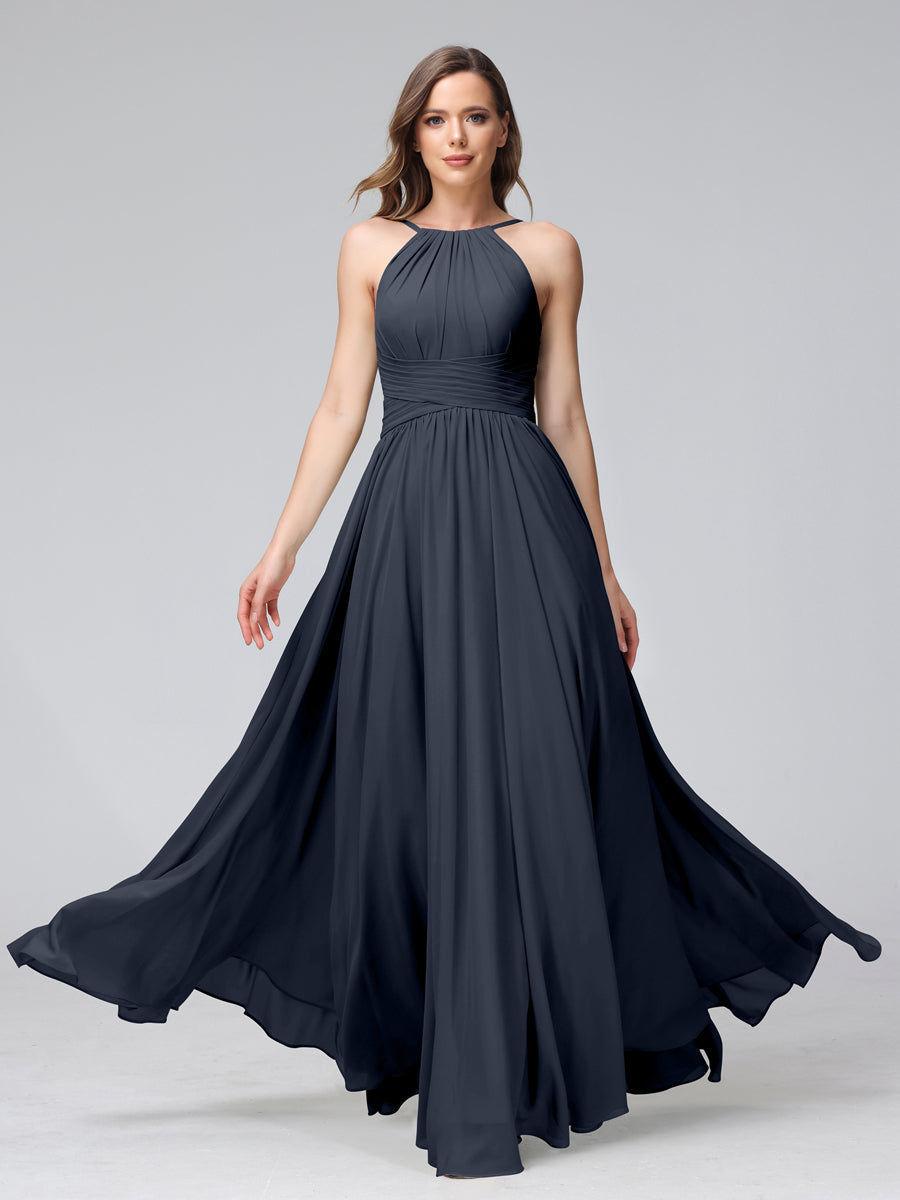 Lisette Navy Blue front view bridesmaid dress