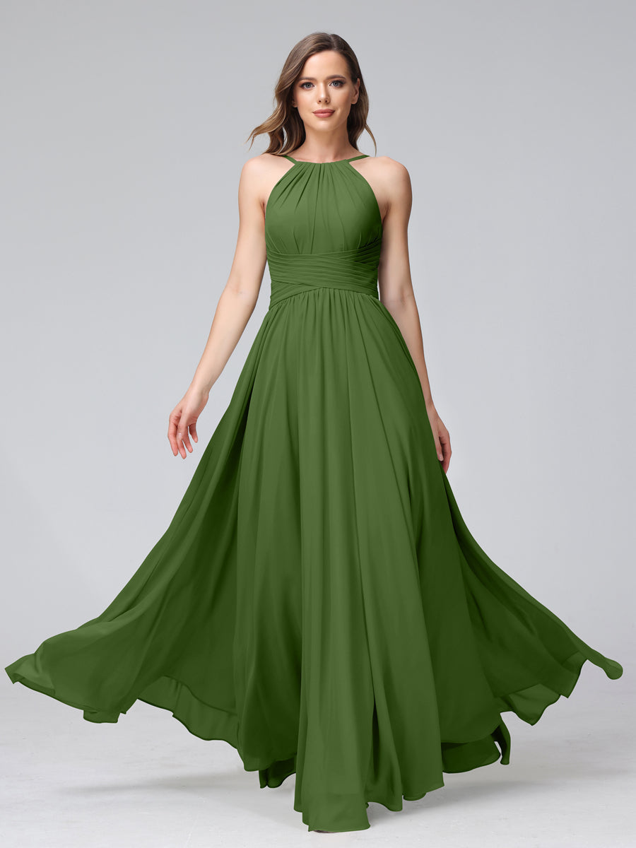 Lisette Olive Green front view bridesmaid dress