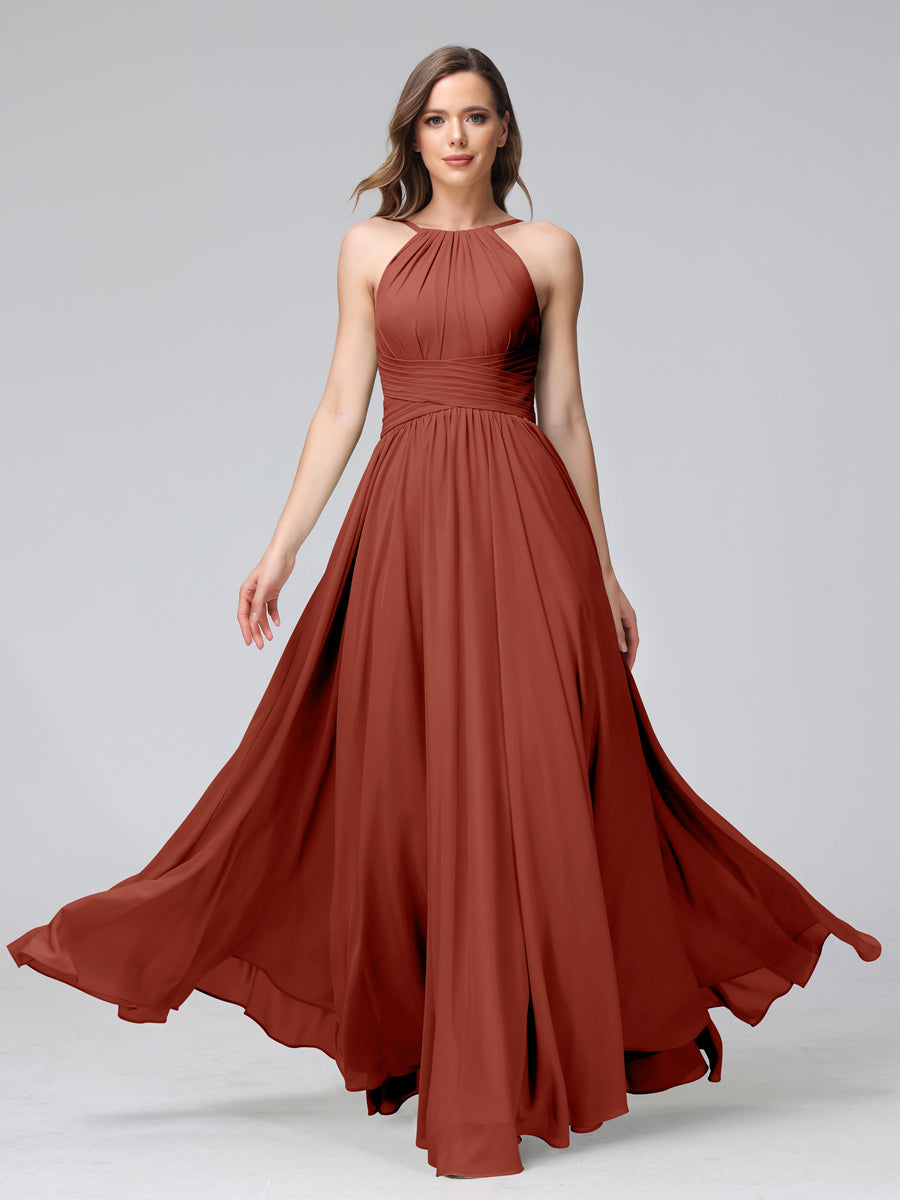 Lisette Rust front view bridesmaid dress