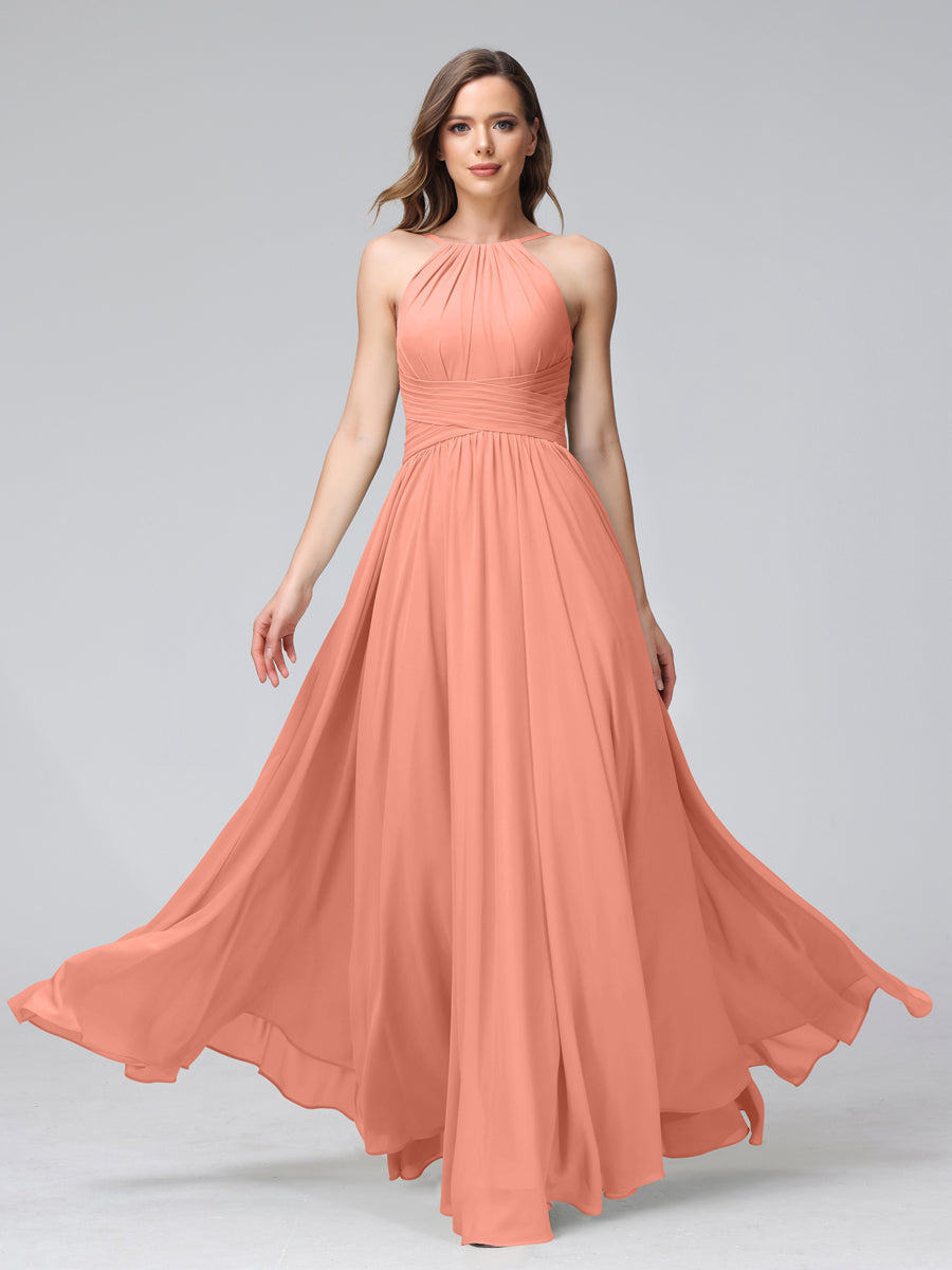 Lisette Coral front view bridesmaid dress