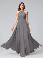 Lisette Steel Grey front view bridesmaid dress