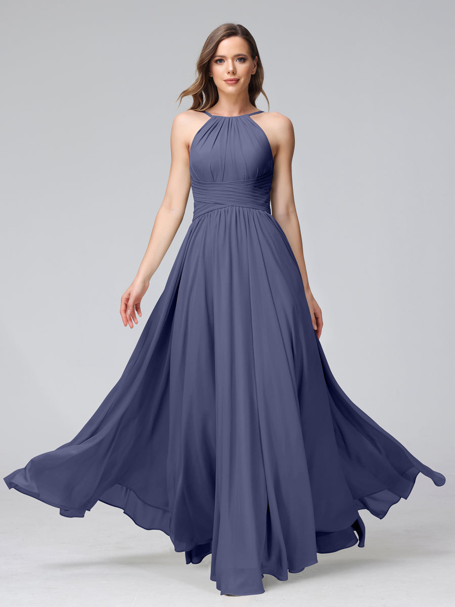 Lisette Dusty Blue back view bridesmaid dress