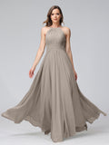 Lisette Taupe front view bridesmaid dress