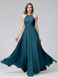 Lisette Teal front view bridesmaid dress