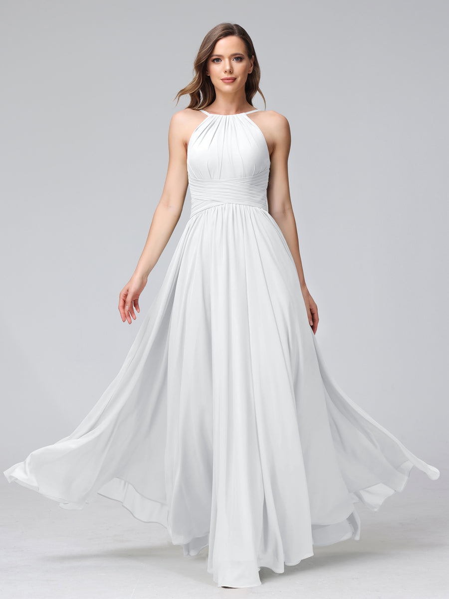 Lisette White front view bridesmaid dress