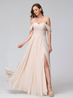 Yvette Pearl Pink fabric detail bridesmaid dress