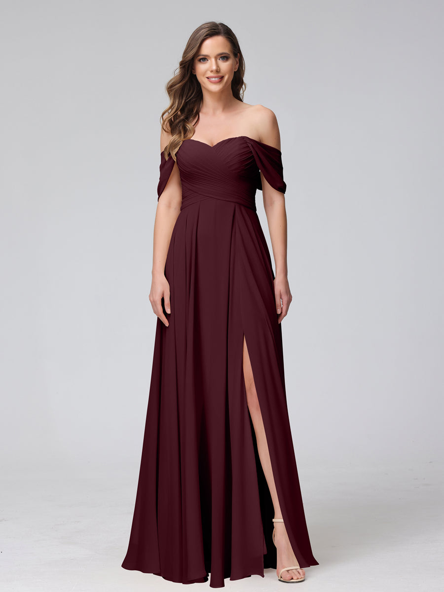 Yvette Burgundy front view bridesmaid dress