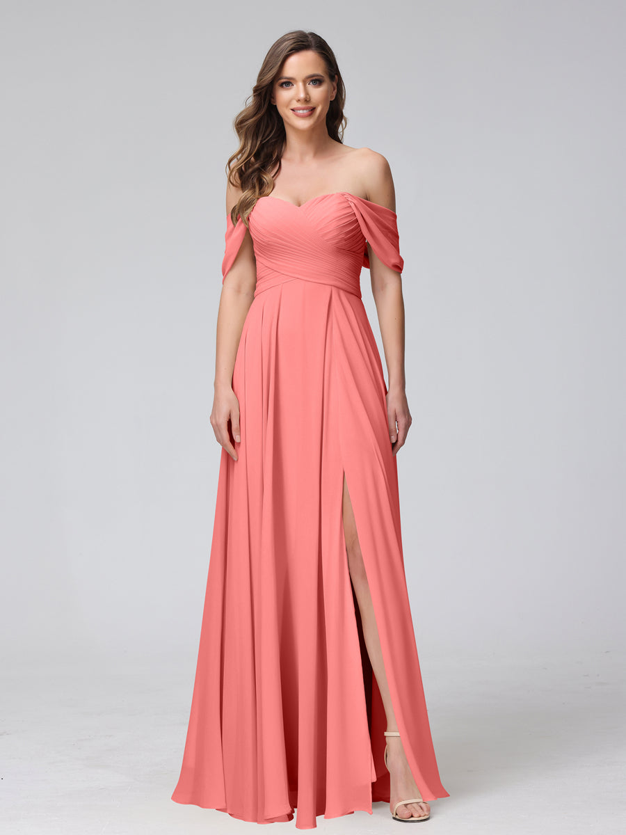 Yvette Coral back view bridesmaid dress