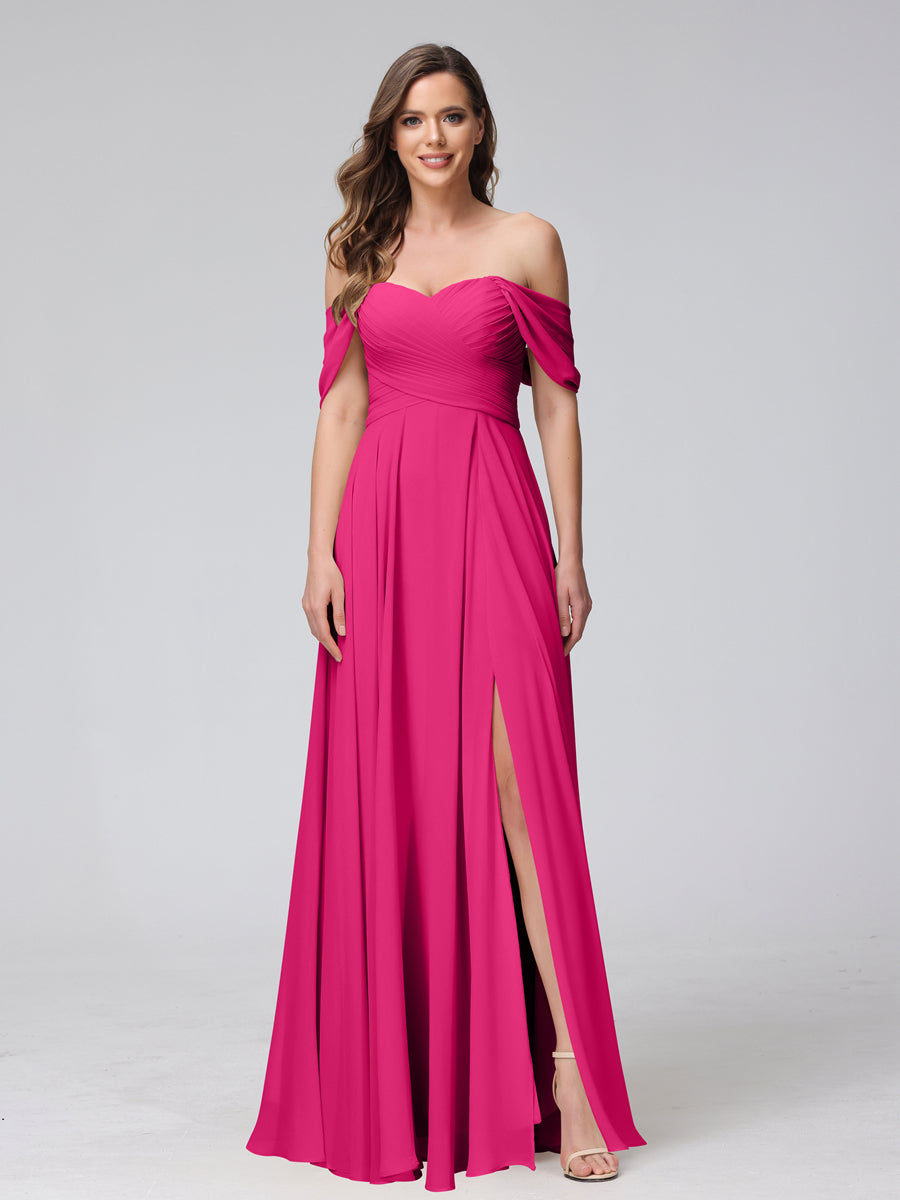 Yvette Fuchsia front view bridesmaid dress