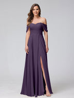 Yvette Grape front view bridesmaid dress