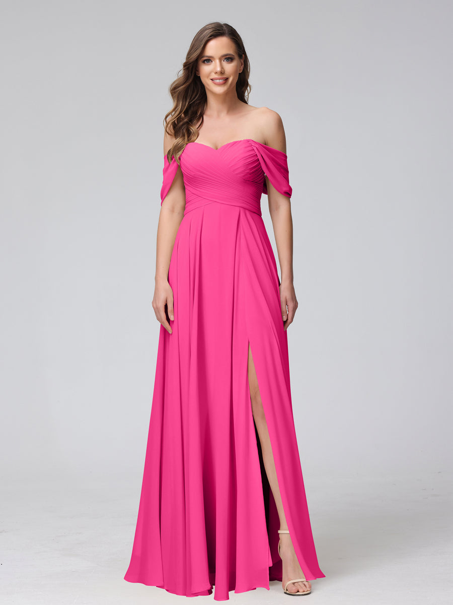 Yvette Hot Pink front view bridesmaid dress