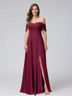 Yvette Burgundy side view bridesmaid dress