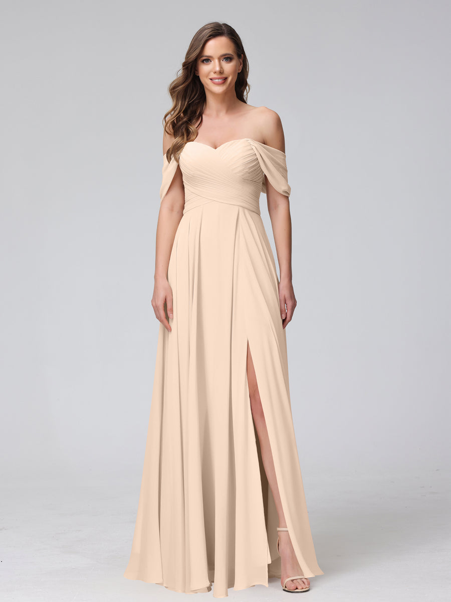 Yvette Champagne front view bridesmaid dress