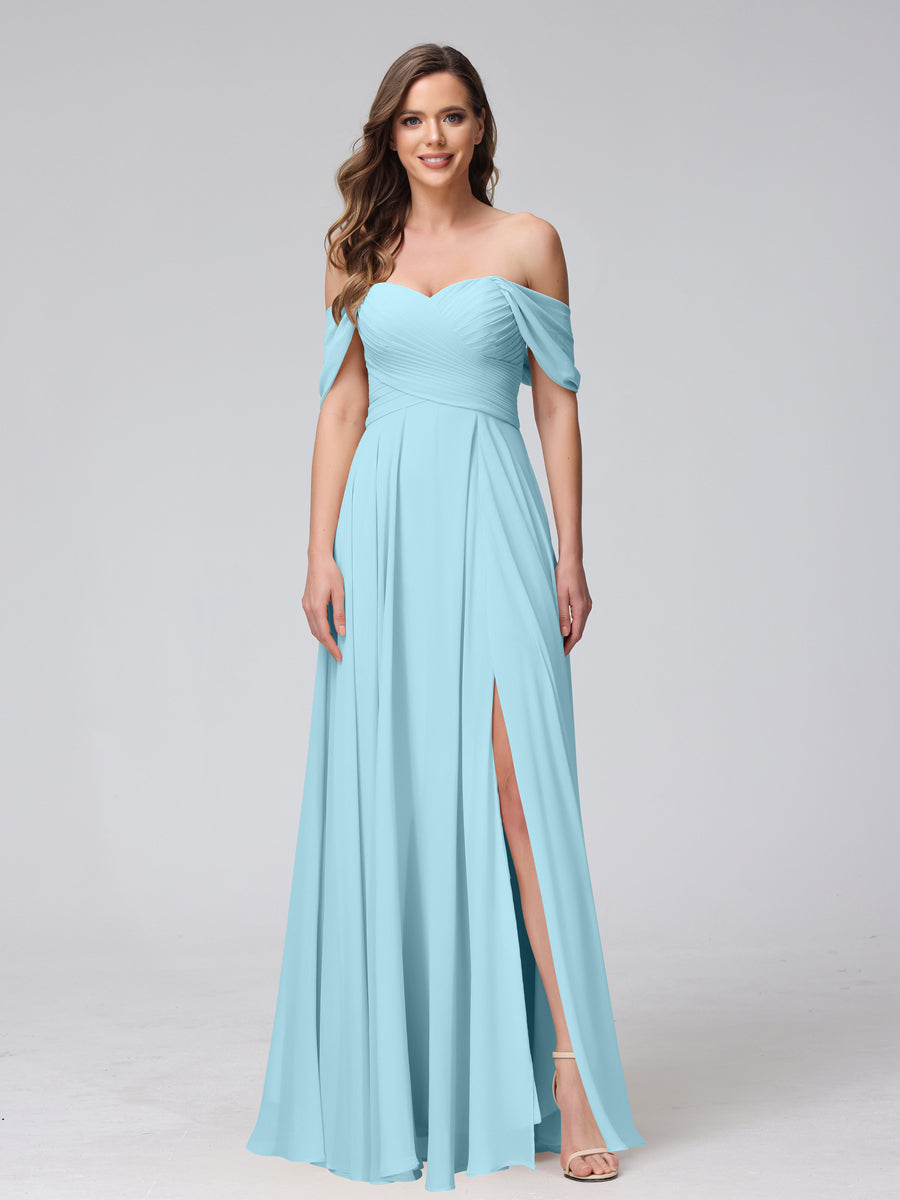 Yvette Sky Blue back view bridesmaid dress