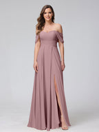 Yvette Mauve front view bridesmaid dress
