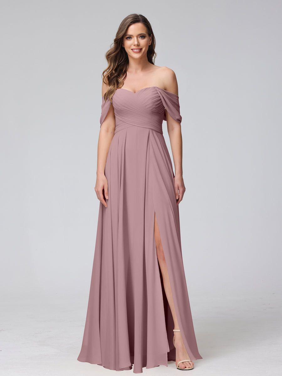 Yvette Mauve front view bridesmaid dress