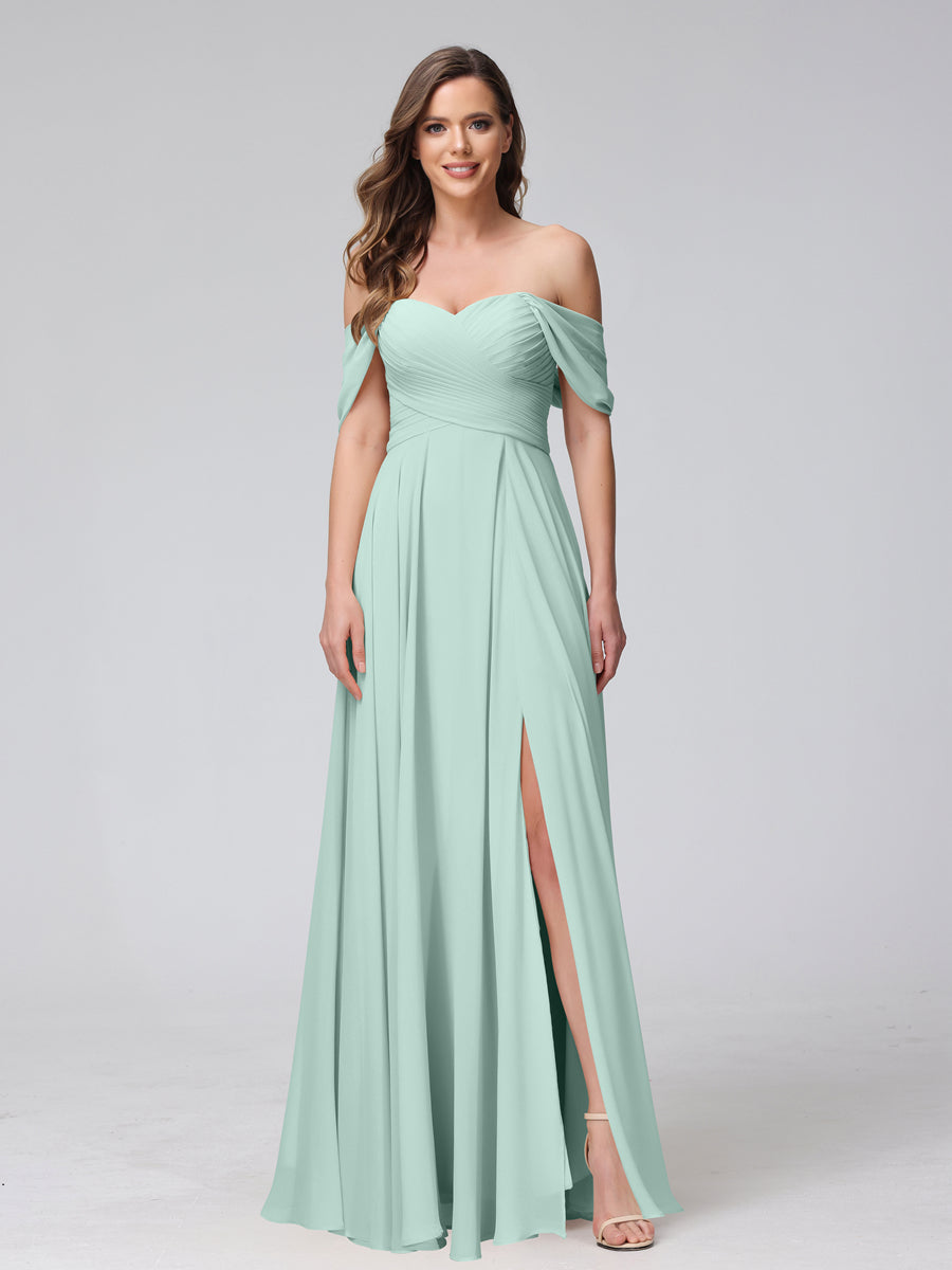 Yvette Pool Blue front view bridesmaid dress
