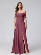 Yvette Plum front view bridesmaid dress