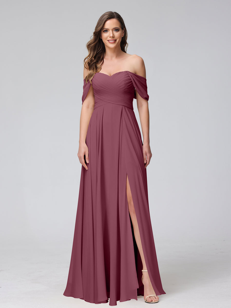 Yvette Plum front view bridesmaid dress