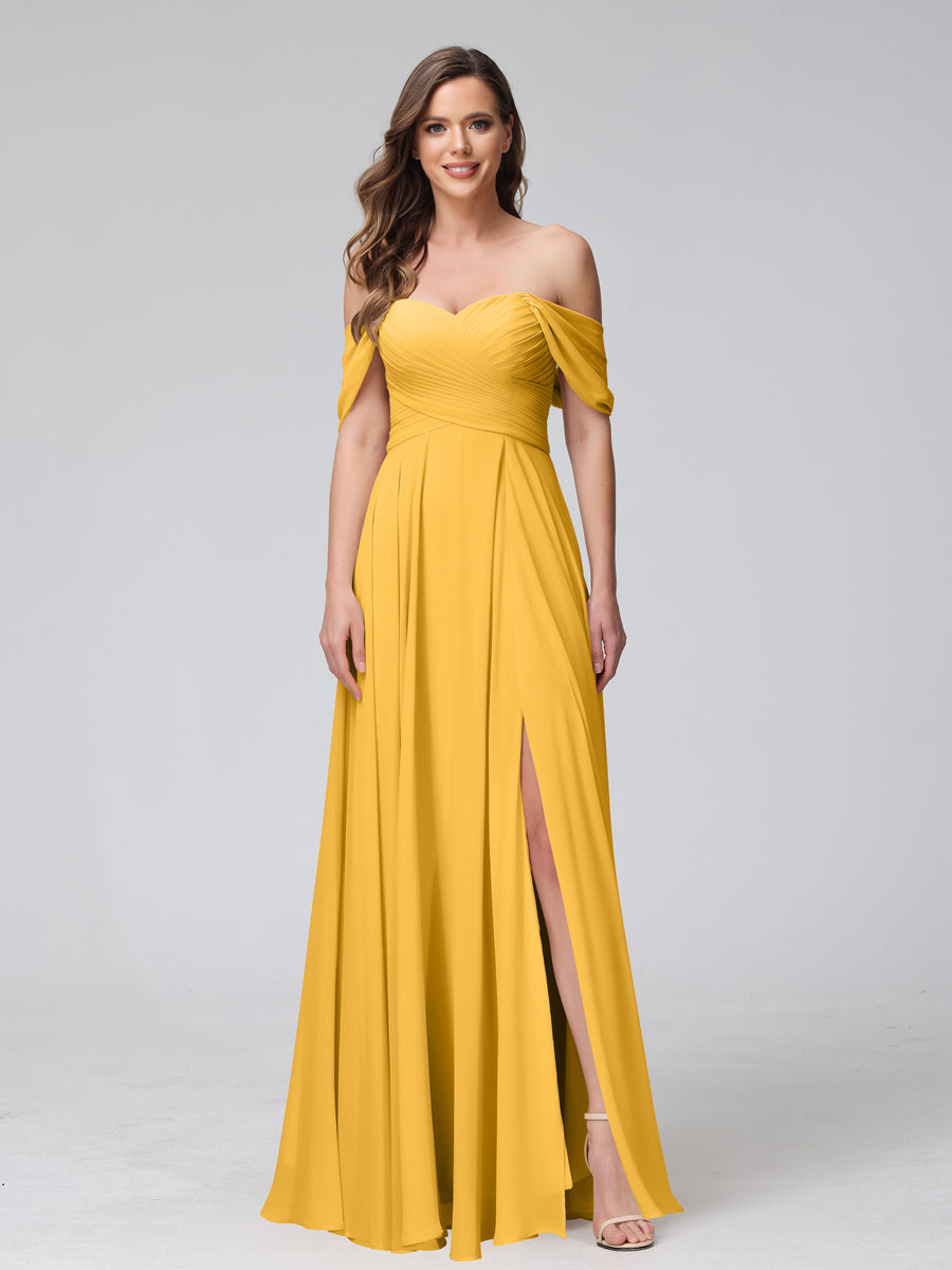 Yvette Gold front view bridesmaid dress