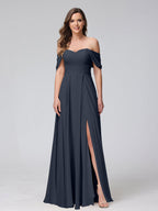 Yvette Navy Blue front view bridesmaid dress