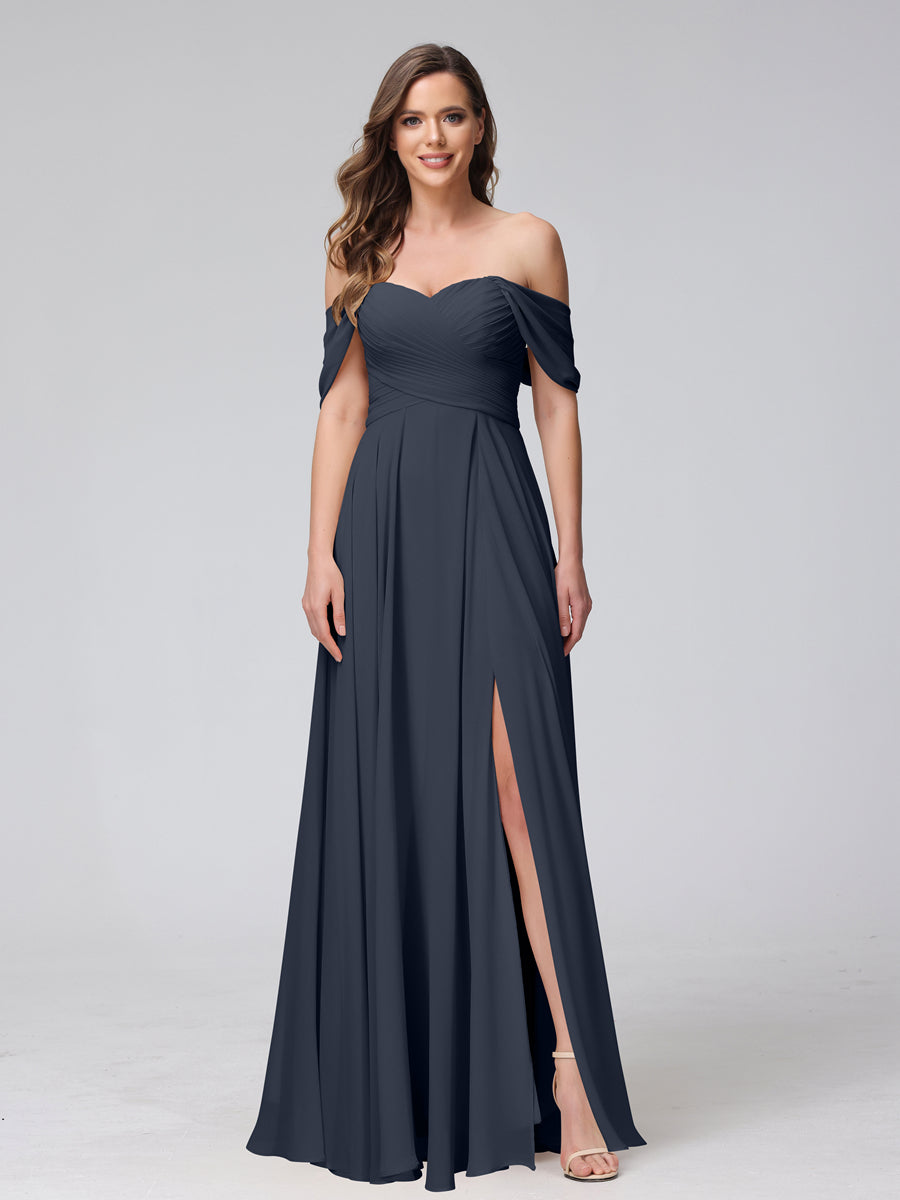 Yvette Navy Blue front view bridesmaid dress