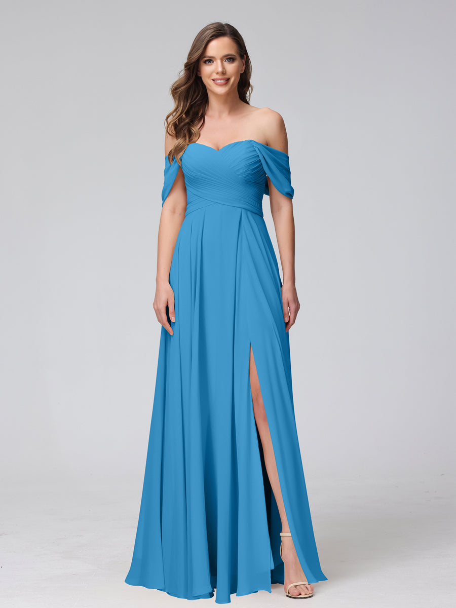 Yvette Ocean Blue front view bridesmaid dress
