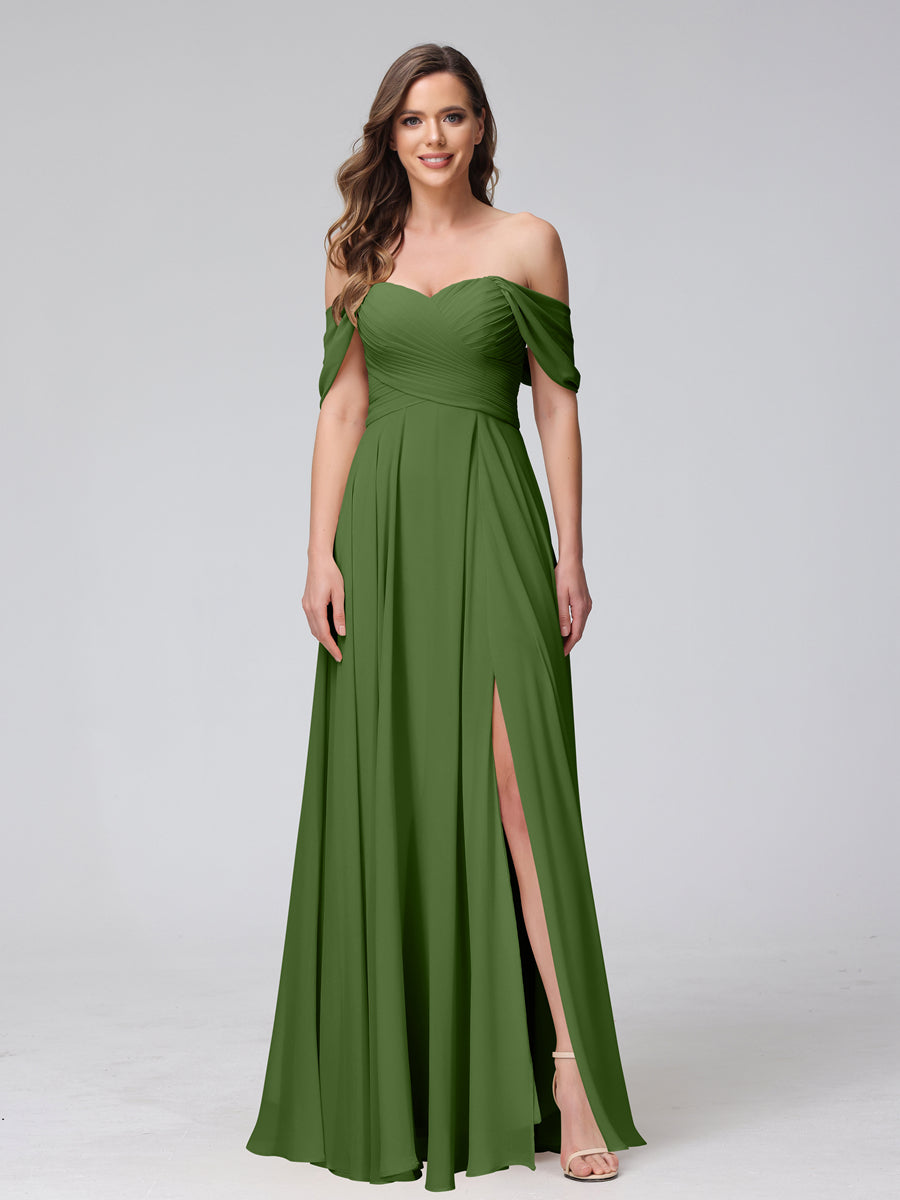 Yvette Olive Green front view bridesmaid dress