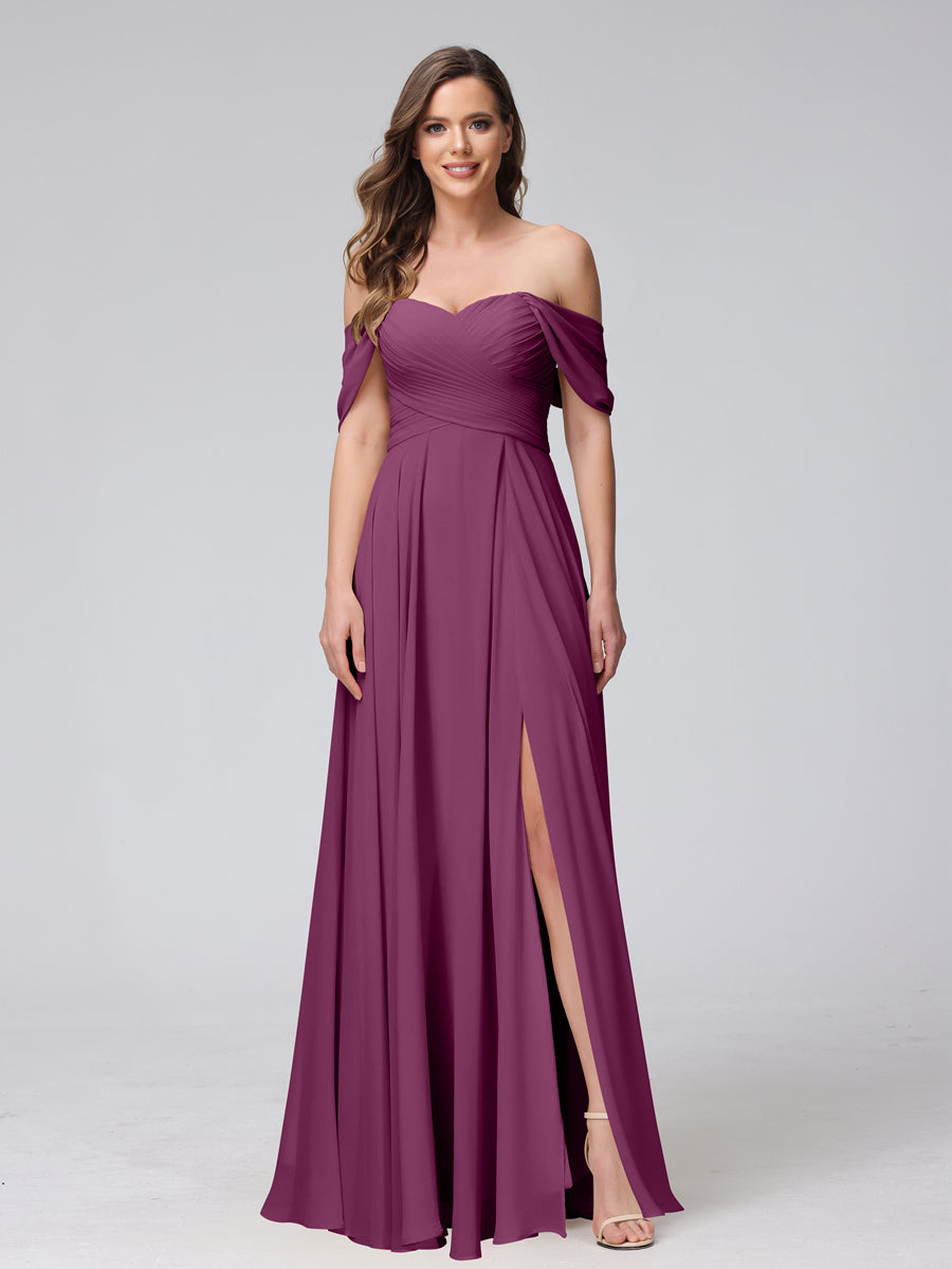 Yvette Orchid front view bridesmaid dress