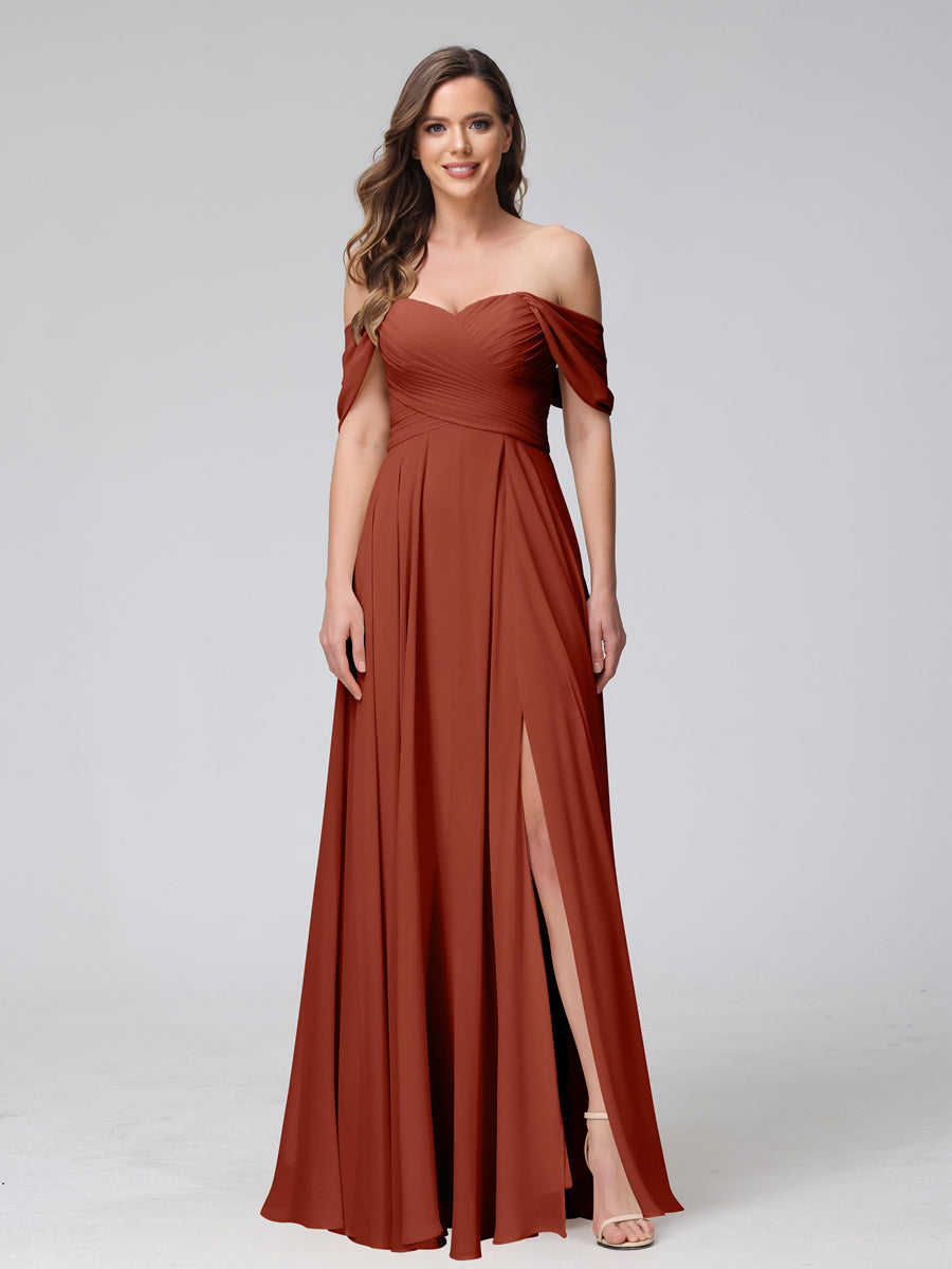 Yvette Rust front view bridesmaid dress