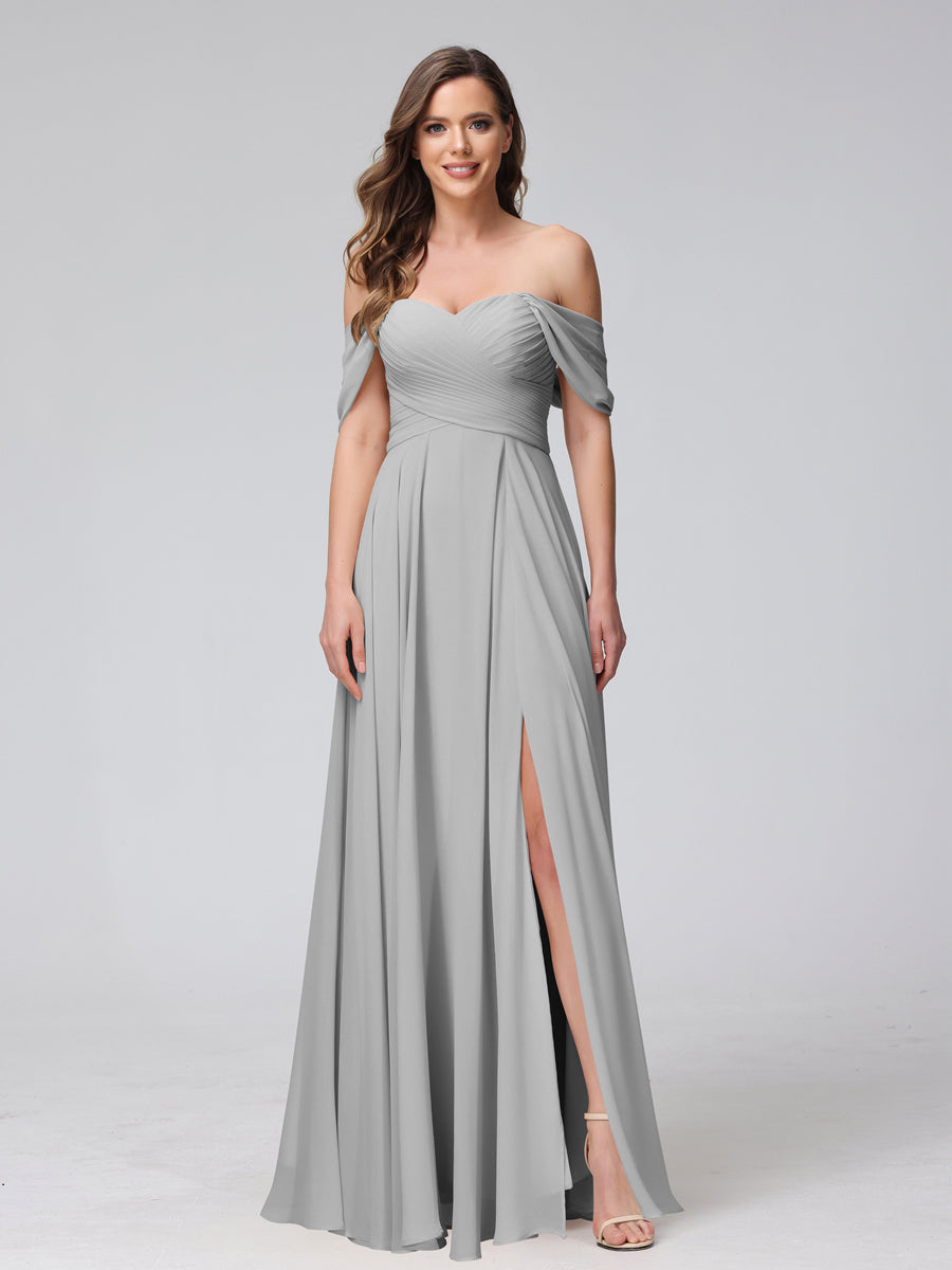 Yvette Silver front view bridesmaid dress