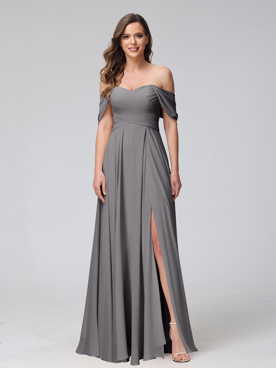 Yvette Steel Grey front view bridesmaid dress
